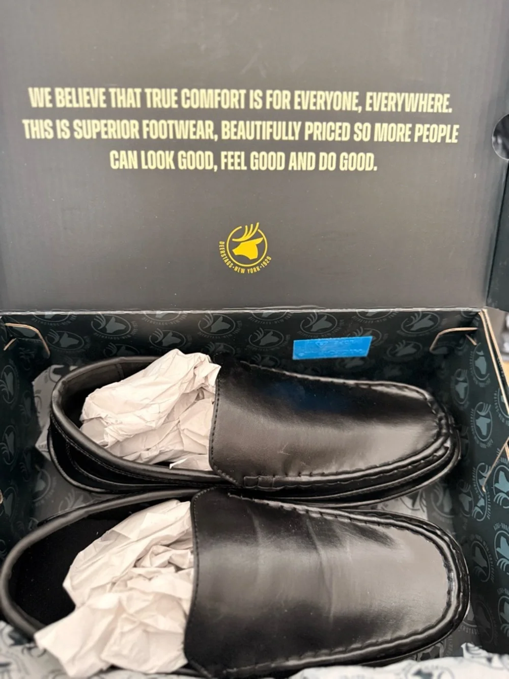 Deer Stags Black Kids Moccasin Slip-On Shoes